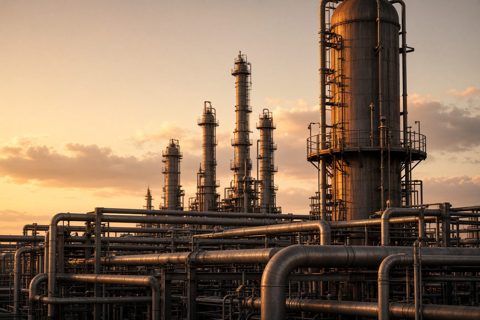 Industrial piping and process equipment at a critical facility.